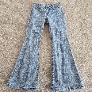 Rock & Roll Denim Girl's Floral Print Flare Jeans‎ Size 8 "Bargain Button Flare"